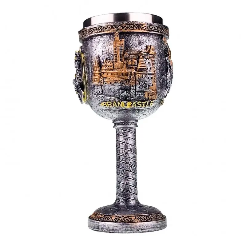 Castelul bran, vlad tepes, pocal din metal si rasina, model 2244h